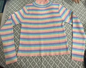 Striped Pastel Turtleneck Top