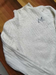 Women Cozy soft fur White Knit Sweater