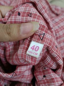 Pink Plaid Button-Up Blouse with Sleeve Detail
