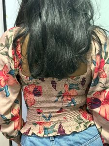 Floral Sweetheart Neck Top