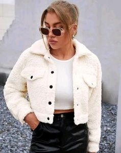 Cream Teddy Cropped Jacket