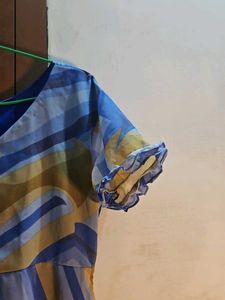 Stylish Blue Patterned Maxi Dress