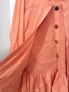 Peach Button-Down Ribbed Top