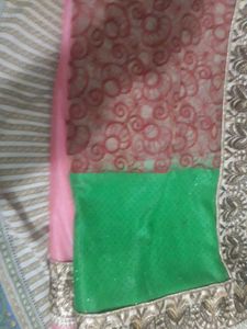 Elegant Pink & Green Saree