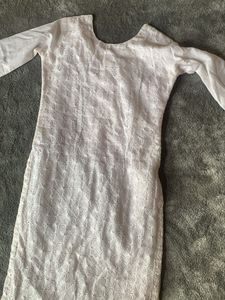 White Embroidered Kurta For Augest Office Wear