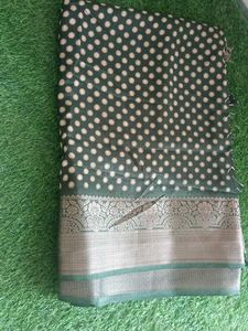 Green Polka Dot Silk Saree
