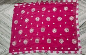 Elegant Pink Embroidered Saree