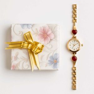 Elegant Gold Watch with gift Box Packaging