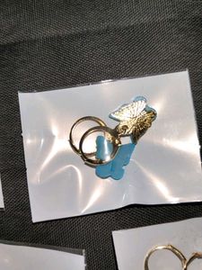 Set Of 5 Stainless SteelGold-plated ButterflyEarri