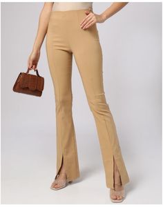 Beige NEW WITH TAG Front Slit Bootcut Pants