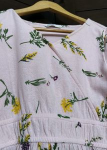 Only Brand Women Pink Floral Elastic Peplum Top