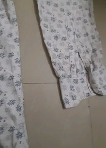 Unisex Printed Flower Blue And White shirt