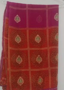 Elegant Pink &amp; Orange Saree With Blouse, Petticoat
