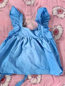 Blue Ruffle Detail Top