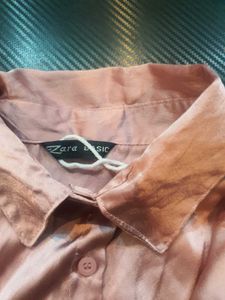 Mauve Satin Button-Down
