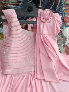 Pink Party Saree Dress Set