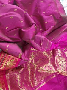 Magenta Silk Saree with Gold Details