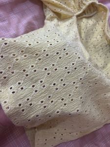 H&amp;M Yellow Eyelet Crop Top