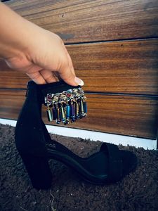 Embellished Block Heels