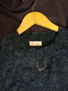 Cute Navy Blue Polka Dot Top,Size - M-L