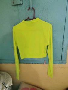 Neon Yellow Long Sleeve Crop Top