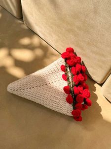 Handmade Crocheted Shawl with Rose Trim