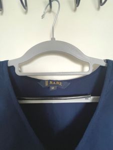 Navy Ruffle Front Blouse