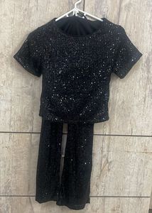 Sparkling Black Sequin Two-Piece Set