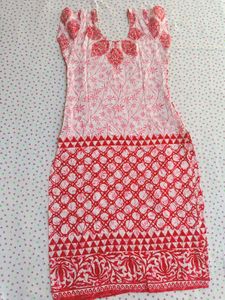 Red &amp; White Printed Kurta L Size