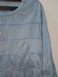 Blue Embellished Tunic Top