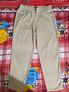 Beige Elastic Waist Pants