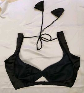 Satin Non Padded 1 Back Hook Deep Neck Blouse