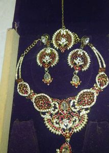 Elegant Red &amp; Gold Jewelry Set