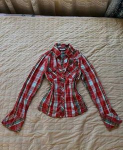 Red Plaid Fitted Shirt