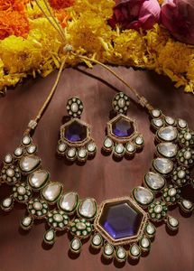 Purple Kundan set