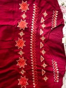 Red Embroidered Peasant Blouse