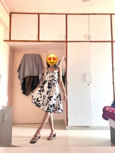 Black & White Sleeveless Floral Dress