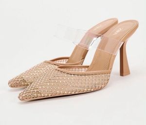 Zara vinyl mesh heeled mule