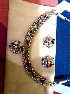 Beautiful Stone Necklace Set,For 50 Rupees