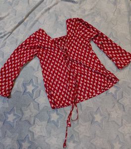 Full Sleeves Red Short Kurta ❤️