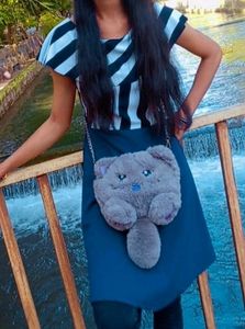 Navy Blue And White Middi