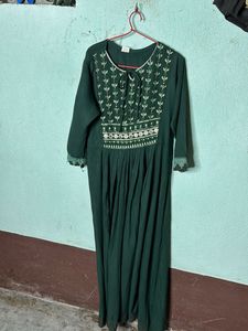 Embroidered Green Maxi Dress