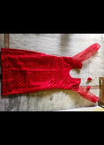 Red Embellished Kurta
