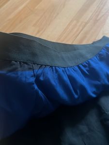 Blue Black Striped Knee Length Skirt