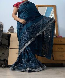 Satin And Net Saree