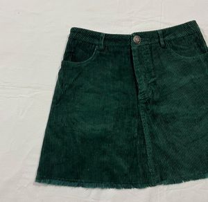 Green Wide Wale Corduroy Mini Skirt