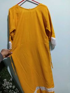 Mustard Embellished Kurta