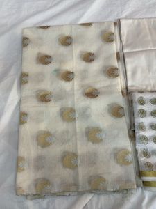 Paisley White Banarasi Suit