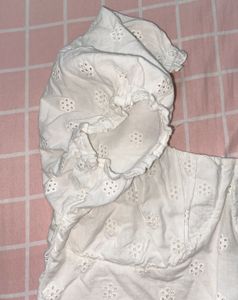 Eyelet Puff Sleeve Crop Top