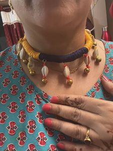 Seashell Choker Necklace , three bangles